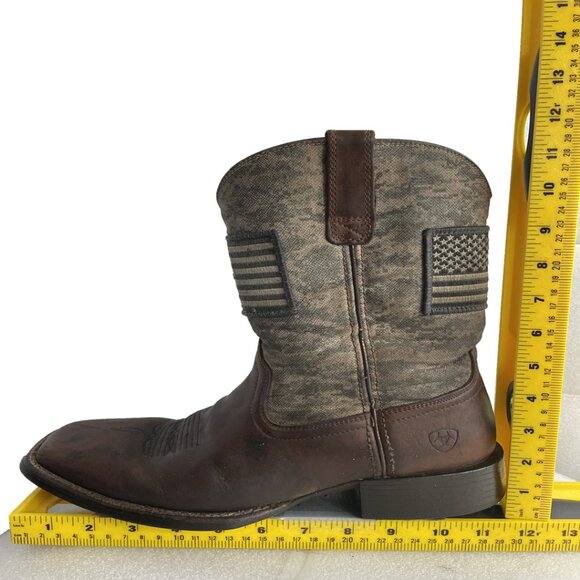 Ariat Leather Western Cowboy Camo Square Toe Boots Men's 9 D - Picture 8 of 10